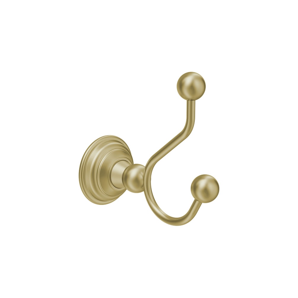 Cutout image of Crosswater Belgravia Brushed Brass Double Robe Hook